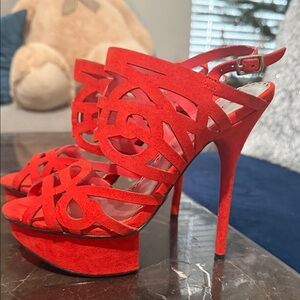 bebe Vibrant Red Cutout Heels